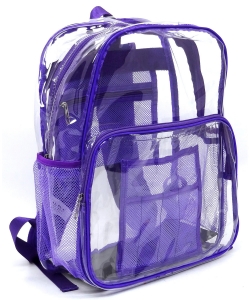 See Thru Clear Bag Large Backpack School Bag CW216 PURPLE